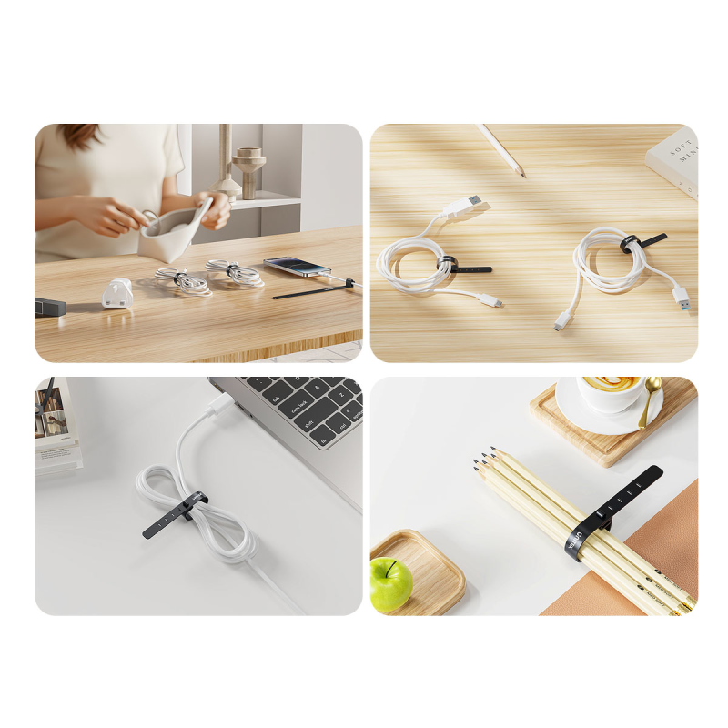 Zestaw silikonowych opasek kablowych czarne/ szare | PartsPC.pl