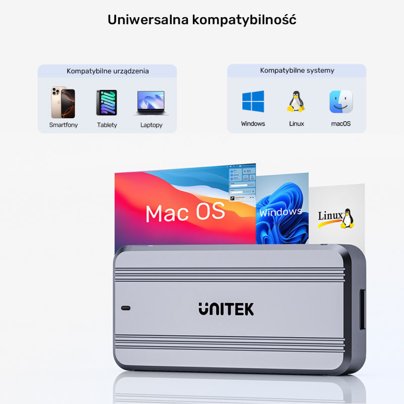 Unitek Aktywnie chłodzona obudowa M2 NvMe SSD USB4 40Gbps | PartsPC.pl