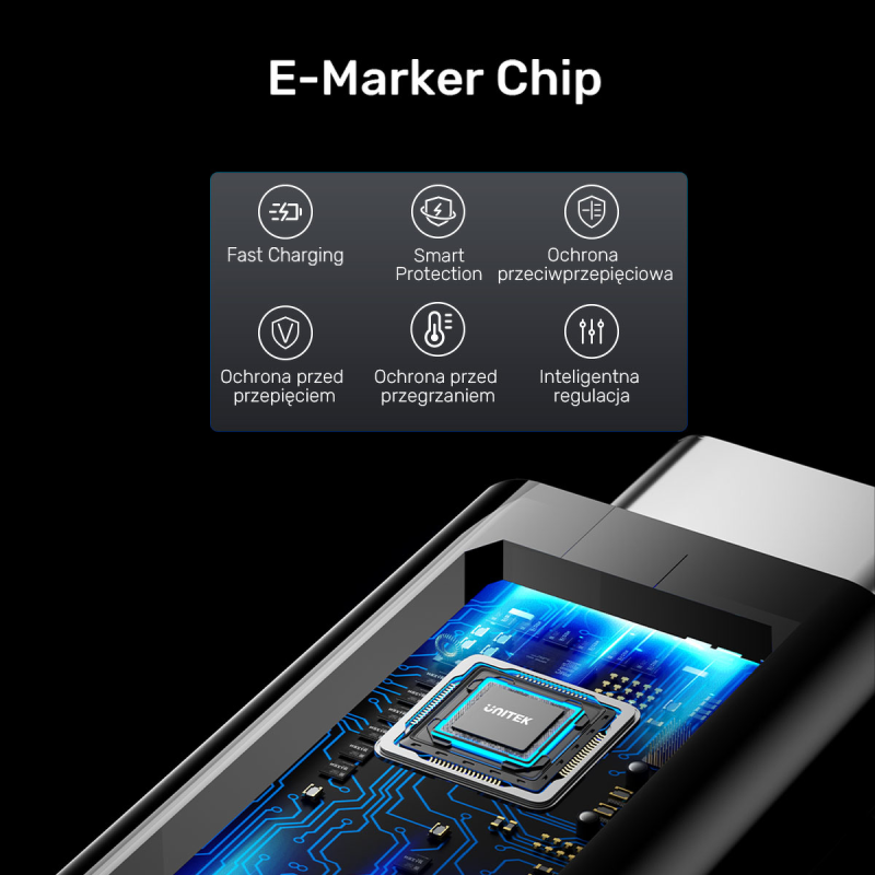 Unitek przewód USB-C 4.0 PD 100W 40 Gbps 8K 2 m | PartsPC.pl