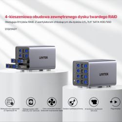 4-dyskowa obudowa RAID  0/1/5/10 / JBOD/ PM Unitek | PartsPC.pl