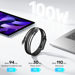 Unitek Kabel 2w1 USB-C PD 100W silikonowy 1,8 m | PartsPC.pl