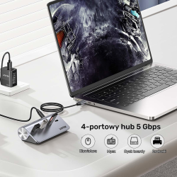 Unitek Hub alumininiowy USB-A/USB-C z 4 portami 5Gbps | PartsPC.pl