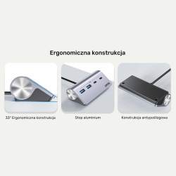 Unitek Hub alumininiowy USB-A/USB-C z 4 portami 5Gbps | PartsPC.pl