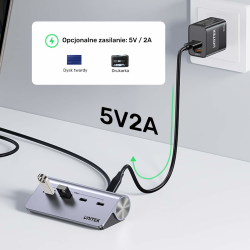 Unitek Hub alumininiowy USB-A/USB-C z 4 portami 5Gbps | PartsPC.pl
