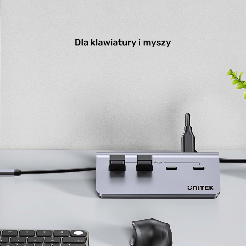Unitek Hub alumininiowy USB-A/USB-C z 4 portami 5Gbps | PartsPC.pl