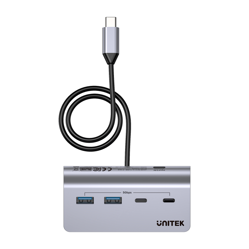 Unitek Hub alumininiowy USB-A/USB-C z 4 portami 5Gbps | PartsPC.pl