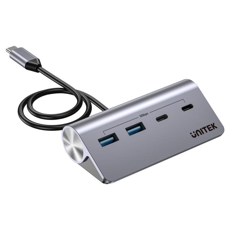 Unitek Hub alumininiowy USB-A/USB-C z 4 portami 5Gbps | PartsPC.pl