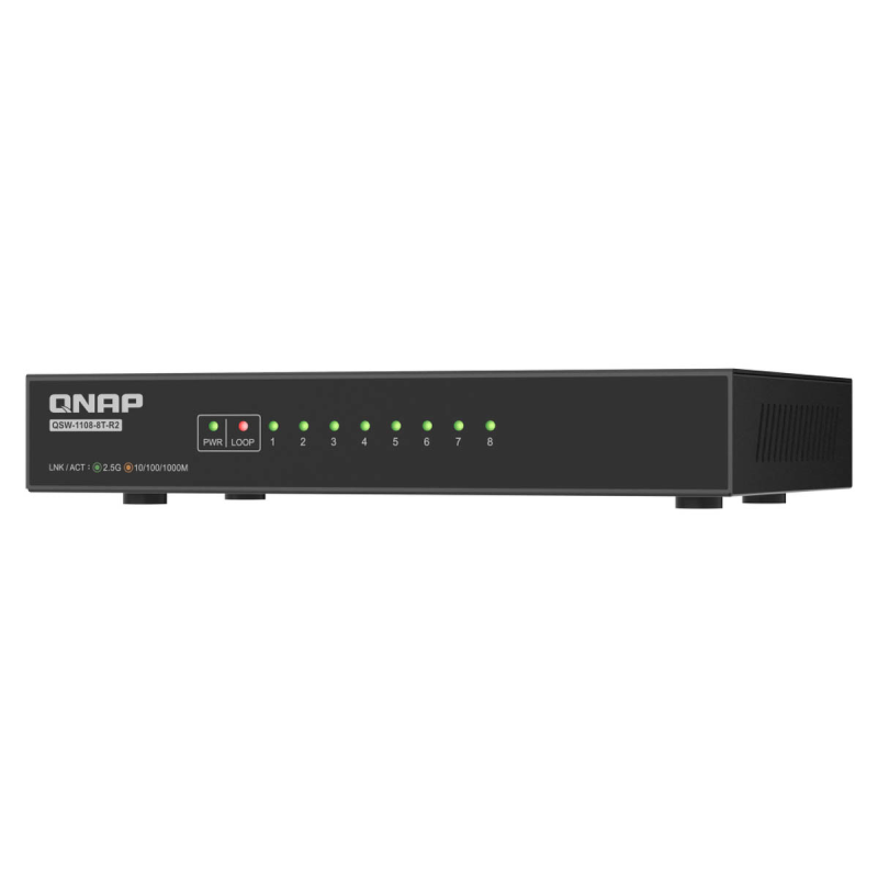 QNAP QSW-1108-8T-R2 | 8 portowy niezarządzany przełącznik full 8x 2,5GbE, desktop