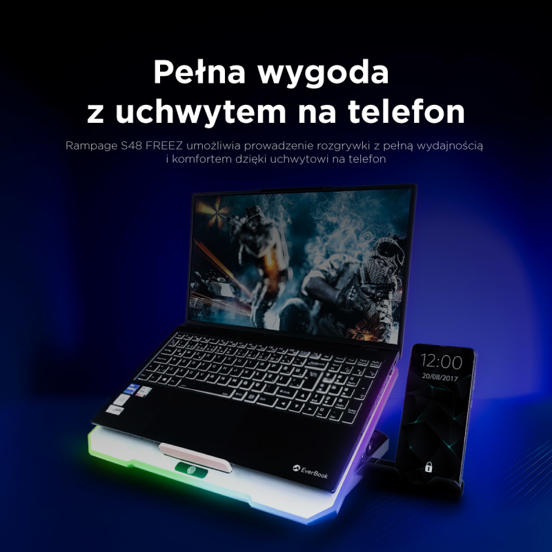 Rampage FREEZ Podstawka chłodząca pod laptop 9-17'' RGB... | PartsPC.pl