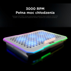 Rampage FREEZ Podstawka chłodząca pod laptop 9-17'' RGB... | PartsPC.pl