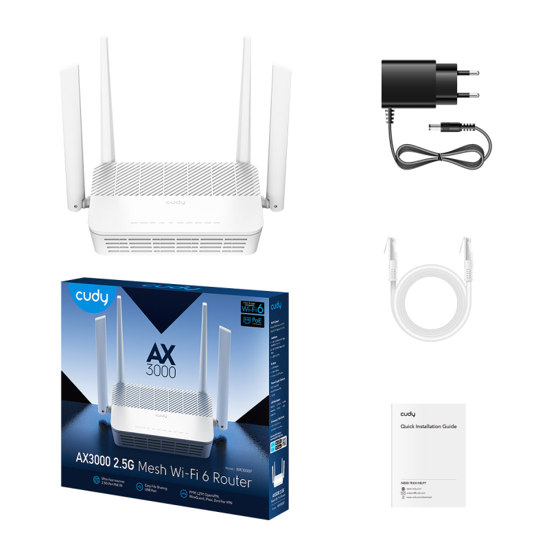 CUDY WR3000P | router, Wi-Fi 6, 2,4GHz/5GHz, Gigabit... | PartsPC.pl