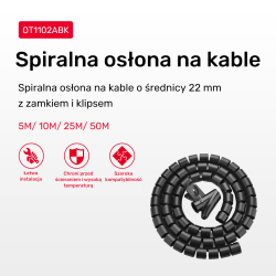 Unitek spiralny organizer na kable, 5 metrów, 22 mm... | PartsPC.pl