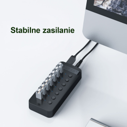 Orico Aktywny hub 16xUSB-A 5Gbps BC 1.2 78W czarny | PartsPC.pl