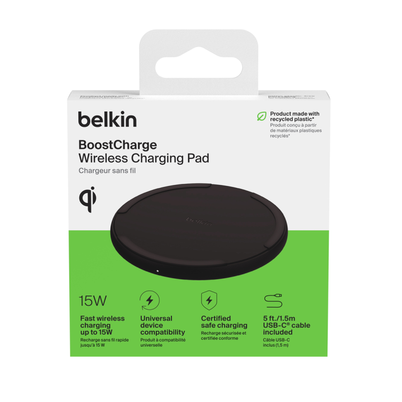 Belkin Ładowarka bezprzewodowa 15W, zasilacz 20W, czarna | PartsPC.pl