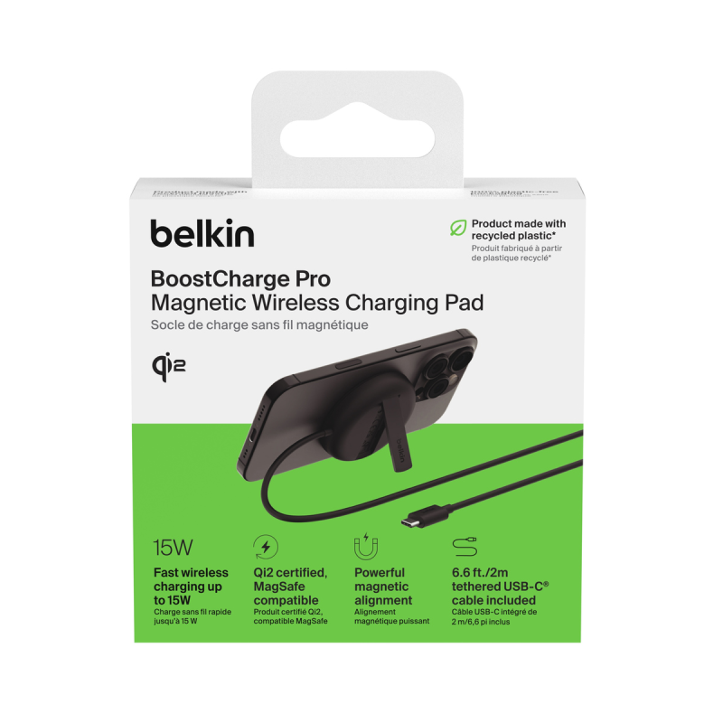 Belkin Ładowarka magnetyczna, Qi2 15W, rozkładana, czarna | PartsPC.pl
