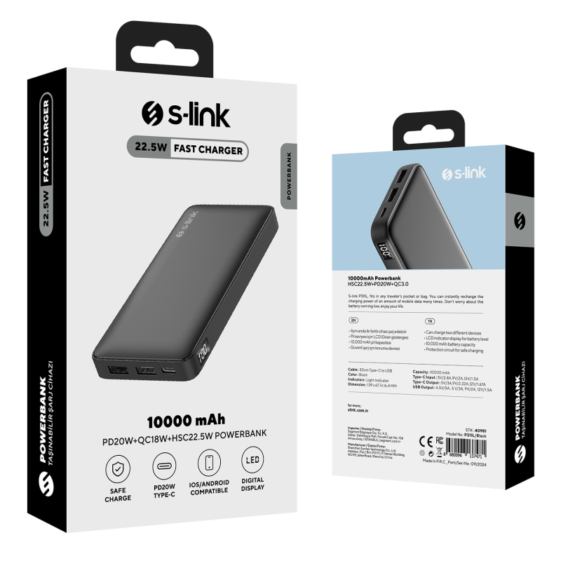 S-Link P311L Powerbank 10000 mAh 2x USB-A, USB-C, HSC... | PartsPC.pl