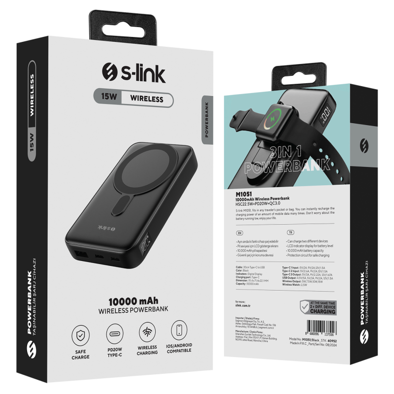 S-Link M1051 Powerbank 10 000 mAh magnes 15 W, HSC... | PartsPC.pl