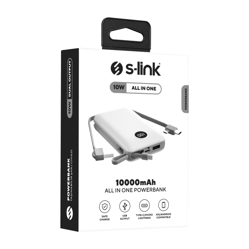 S-link P102 10000mAh PRM 2*USB Type-C All in One Biały | PartsPC.pl