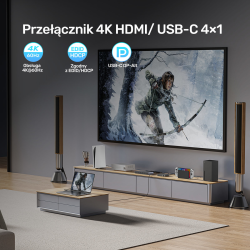 Unitek Przełącznik 4K HDMI/USB-C 4 in 1 out | PartsPC.pl