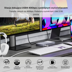 Unitek Potrójna stacja dokująca USB4 40Gb/s,zasilacz 120W