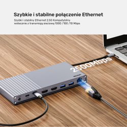 Unitek Potrójna stacja dokująca USB4 40Gb/s,zasilacz 120W