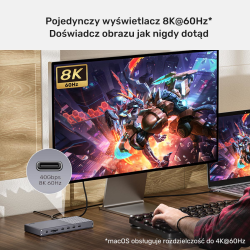 Unitek Potrójna stacja dokująca USB4 40Gb/s,zasilacz 120W