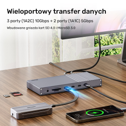 Unitek Potrójna stacja dokująca USB4 40Gb/s,zasilacz 120W
