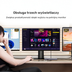 Unitek Potrójna stacja dokująca USB4 40Gb/s,zasilacz 120W