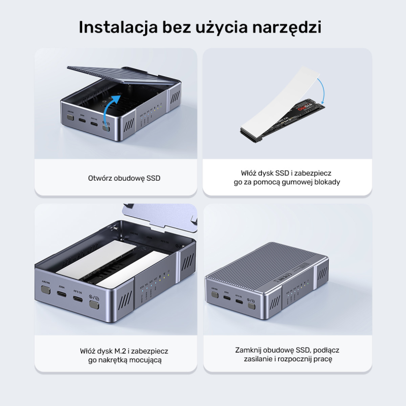 Unitek Obudowa RAID 2xM.2 NVMe/SATA 20Gbps z klonowaniem... | PartsPC.pl