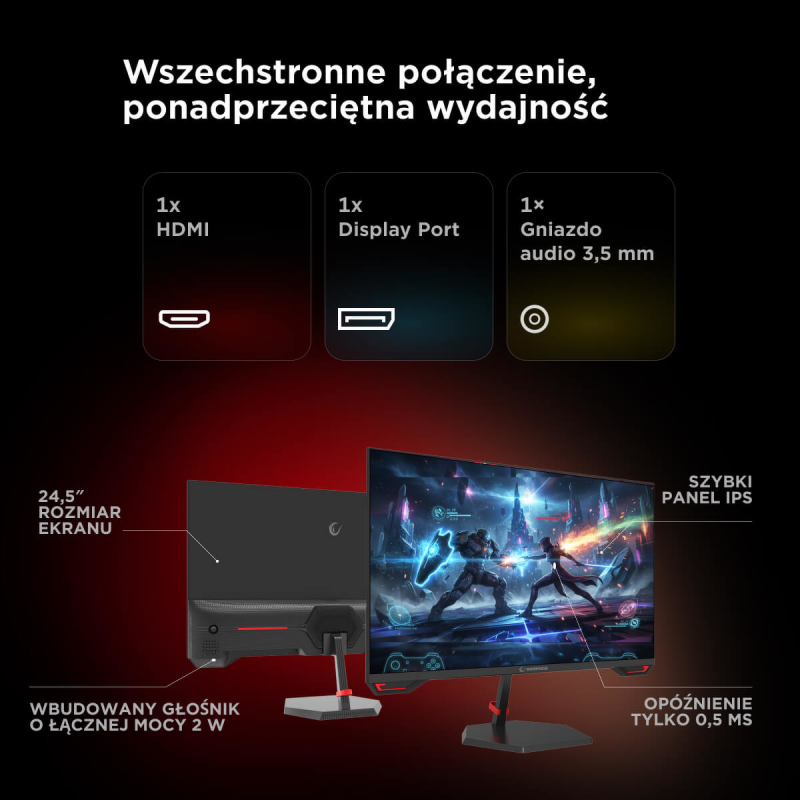 Rampage Crimson Monitor gamingowy 24,5'' 200Hz 0,5 ms... | PartsPC.pl
