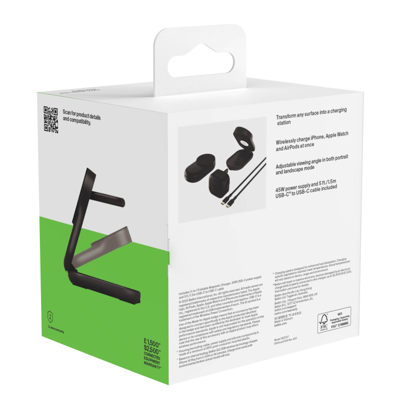 Belkin Ładowarka magnetyczna Qi2 25W, 3w1, składana... | PartsPC.pl