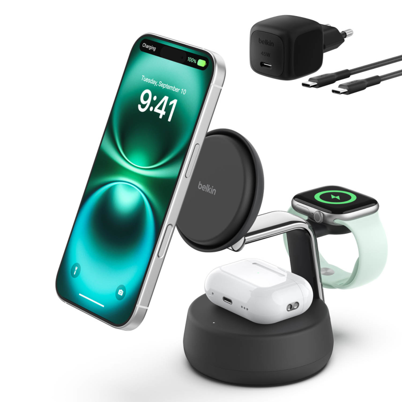 Belkin Ładowarka magnetyczna Qi2 25W, 3w1, zasilacz 45W... | PartsPC.pl