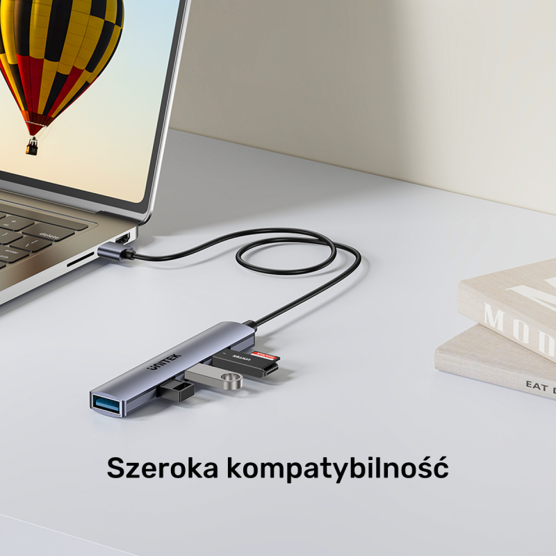 Unitek Kompaktowy hub USB-A 4 w 1 1x 5 Gbps 3x 480 Mbps