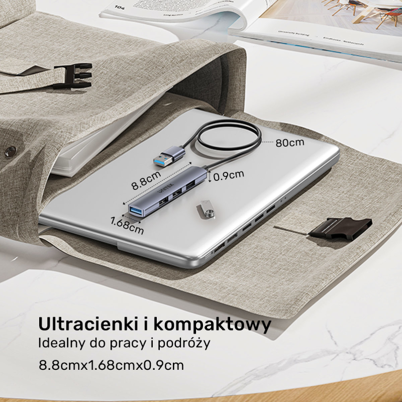 Unitek Kompaktowy hub USB-A 4 w 1 1x 5 Gbps 3x 480 Mbps