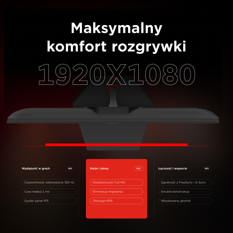 Rampage Crimson Monitor gamingowy 24,5'' 300Hz 1 ms Fast... | PartsPC.pl