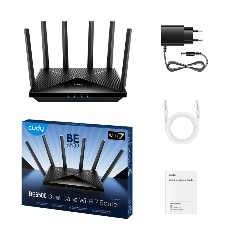 CUDY WR6500 | router, Wi-Fi 7, 2,4GHz/5GHz, Gigabit, MESH | PartsPC.pl