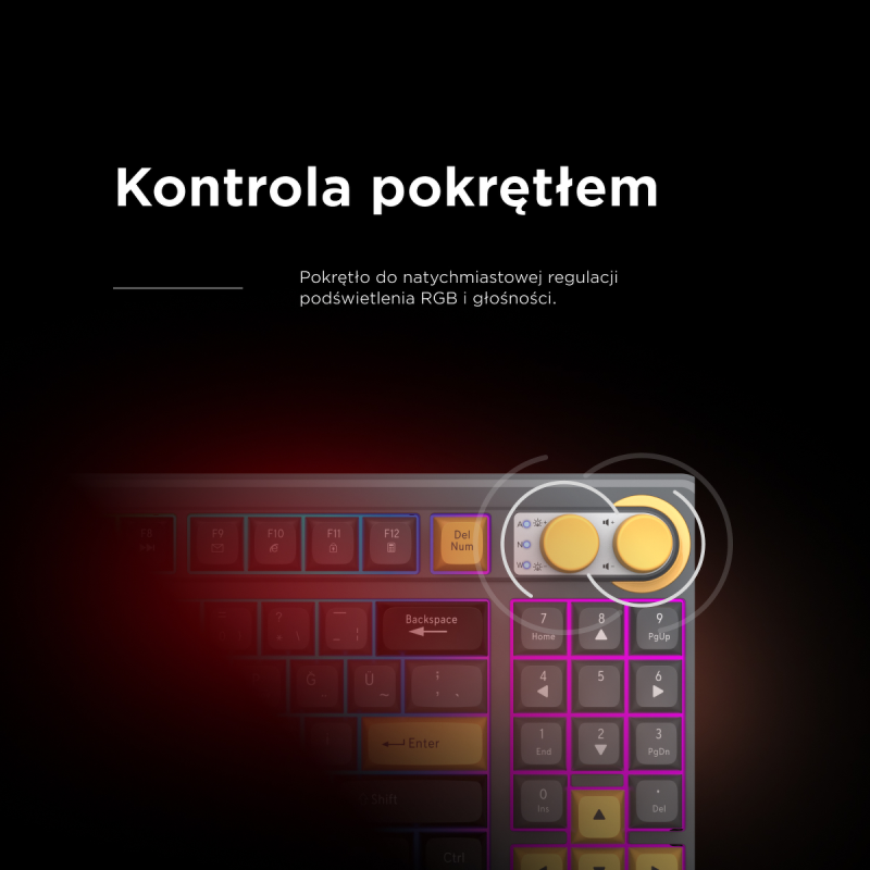 Rampage klawiatura gamingowa CYCLONE KNOB RGB 90% | PartsPC.pl