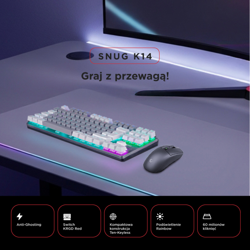 Rampage Klawiatura gamingowa mechaniczna Snug RGB KRGD... | PartsPC.pl