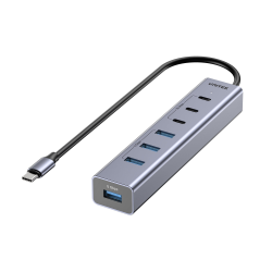 Unitek Aktywny Hub USB-C  3x USB-C 10Gbps  4x USB-A 5 Gbps z zasilaczem