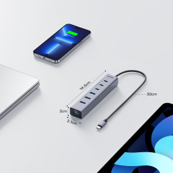 Unitek Aktywny Hub USB-C  3x USB-C 10Gbps  4x USB-A 5 Gbps z zasilaczem