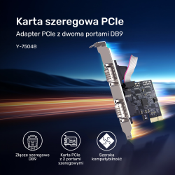 Unitek PCI Express kontroler 2x RS-232 Y-7504BBK01 | PartsPC.pl