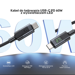 Unitek Przewód USB-C PD 60W 480Mbps z wyświetlaczem 3m z... | PartsPC.pl