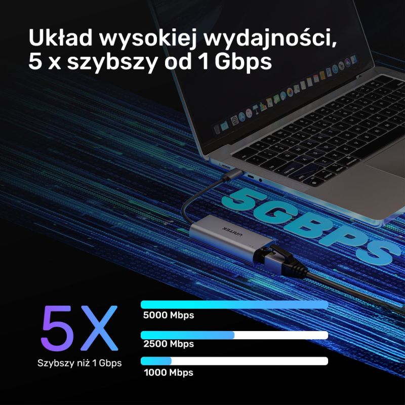 Unitek Adapter USB-C do RJ45 5Gbps | PartsPC.pl