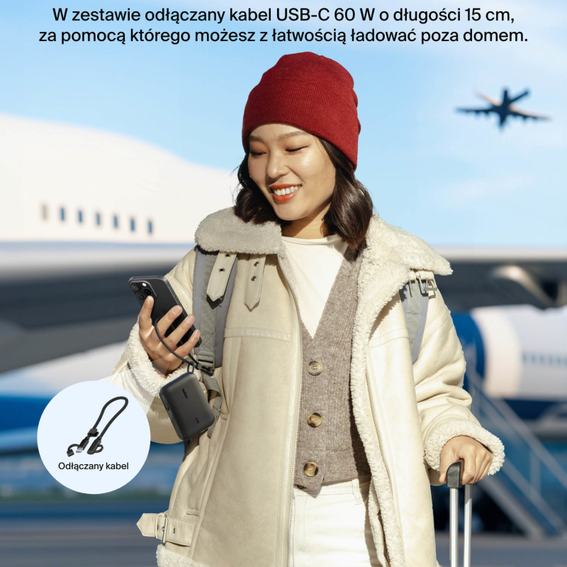 Belkin Powerbank 10 000 mAh, 2x USB-C 20W, czarny | PartsPC.pl