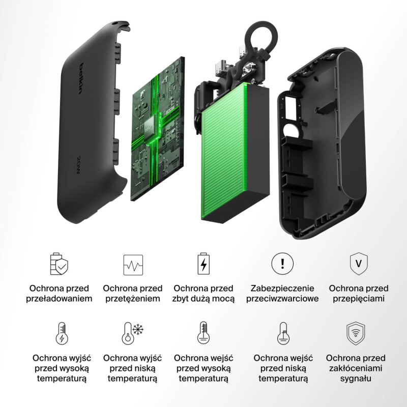 Belkin Powerbank 10 000 mAh, 2x USB-C 20W, czarny | PartsPC.pl
