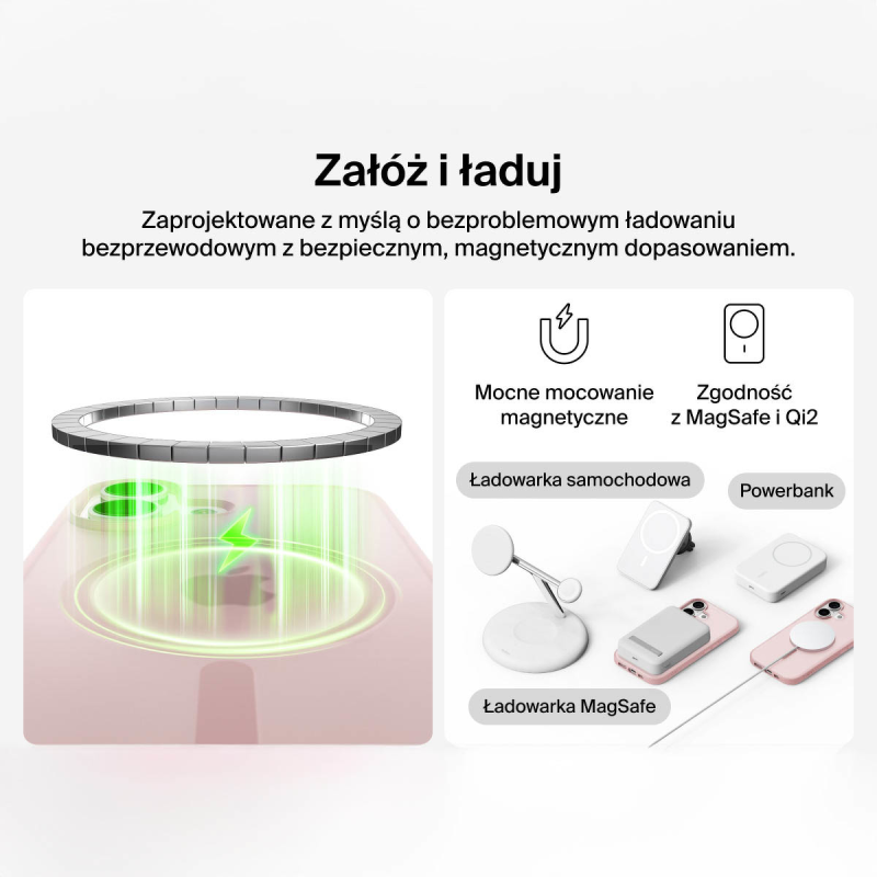Belkin Etui na iPhone 17 magnetyczne, żebrowane, różowe | PartsPC.pl