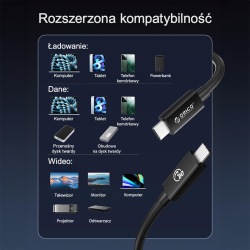 Orico Przewód Thunderbolt 5 USB-C 80Gbps, 240W, 8K@60Hz... | PartsPC.pl