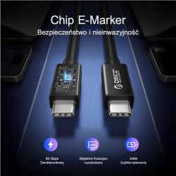 Orico Przewód Thunderbolt 5 USB-C 80Gbps, 240W, 8K@60Hz... | PartsPC.pl