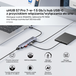 Unitek Hub USB-C 7w1 4K@60Hz, PD 100W i przycisk HDMI... | PartsPC.pl