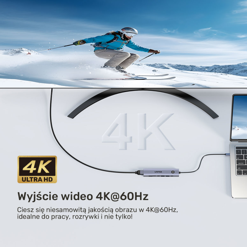 Unitek Hub USB-C 7w1 4K@60Hz, PD 100W i przycisk HDMI... | PartsPC.pl